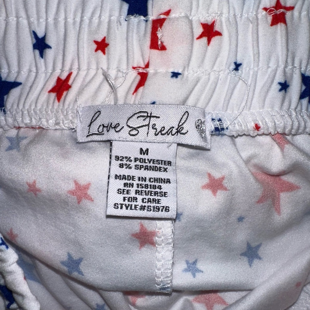 Women's Love Streak Jogger Pants Size M White Red Blue Stars Stars Loungewear - Picture 2 of 8